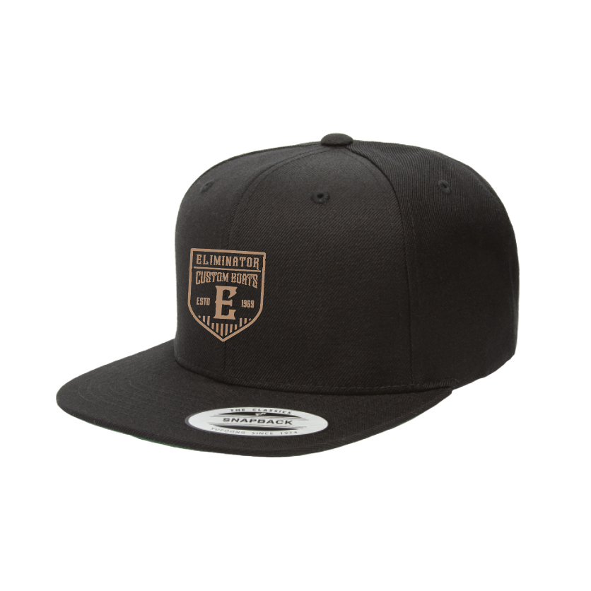 Eliminator Custom Boats Flat Bill Snapback Hat - Black/Tan