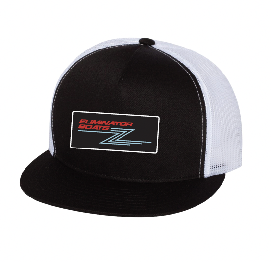 Eliminator Boats Retro Z Logo Flat Bill Snapback Hat - Black/White/Red/Aqua
