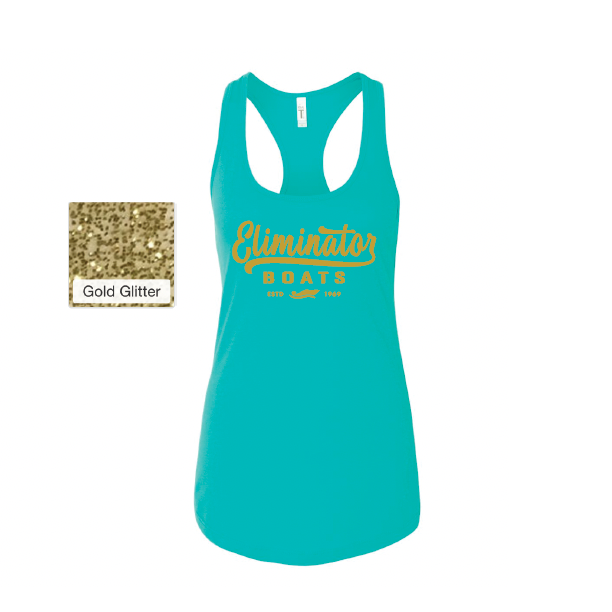 Eliminator Women’s Tank - Teal/ Gold Glitter