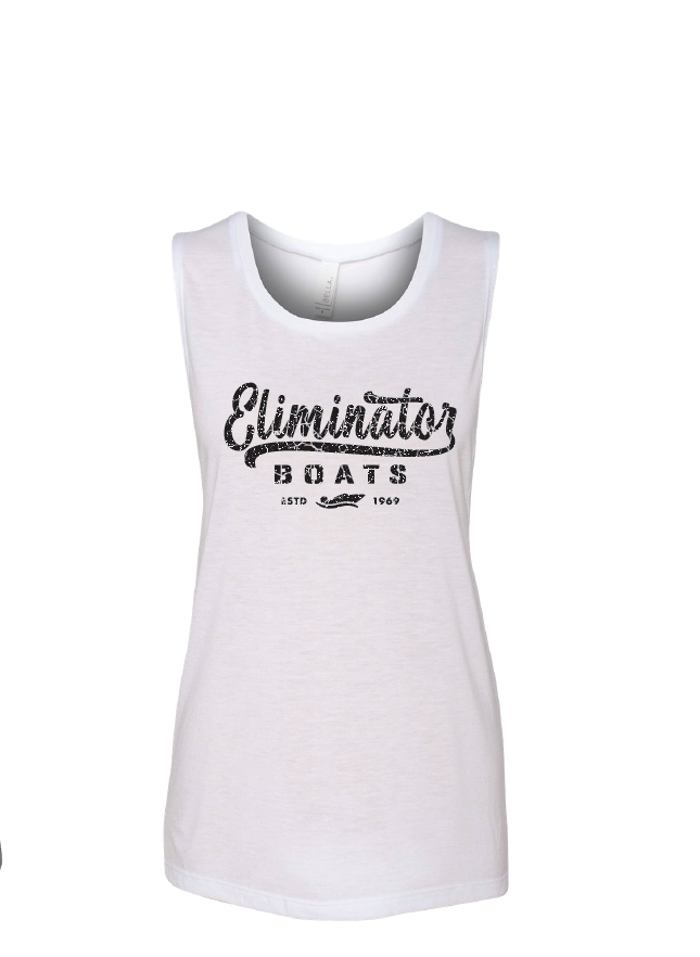 Women's Flowy Scoop Muscle Tank- White