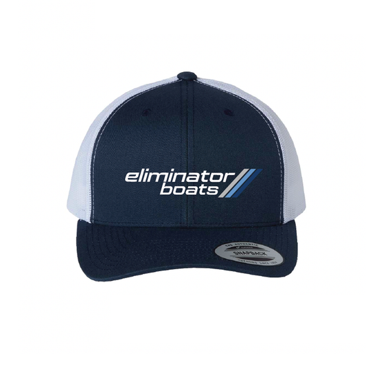 70's Powerboat 19 Daytona Curved Bill Snapback Hat - Navy/White