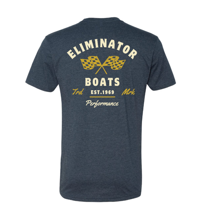 Eliminator Boats Checkered Flag Men's T-Shirt - Navy