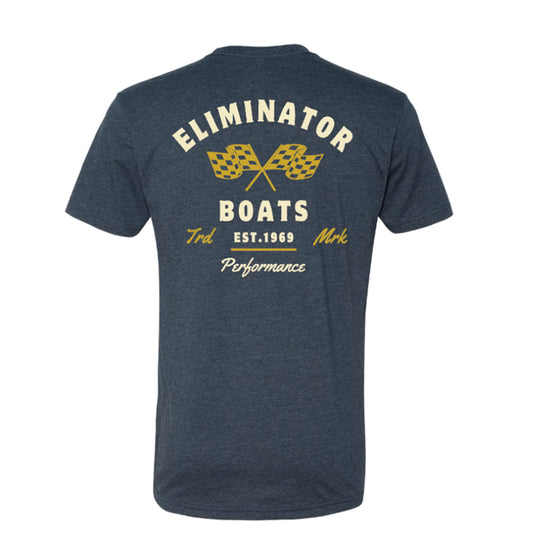 Eliminator Boats Checkered Flag Men's T-Shirt - Navy