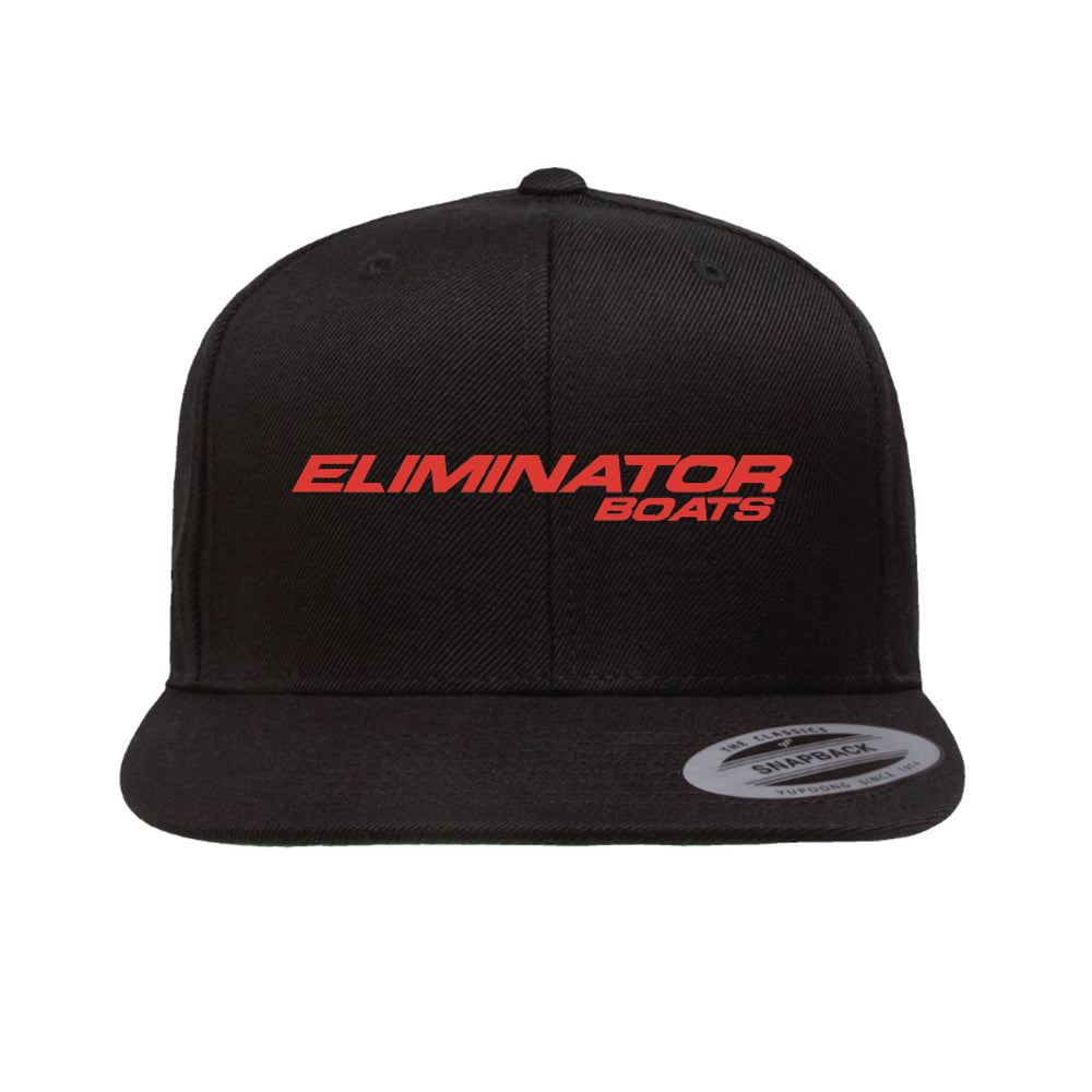 Classic Eliminator Boats Flat Bill Snapback Hat - Black/Red