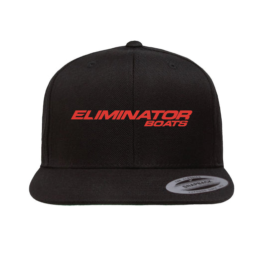 Classic Eliminator Boats Flat Bill Snapback Hat - Black/Red