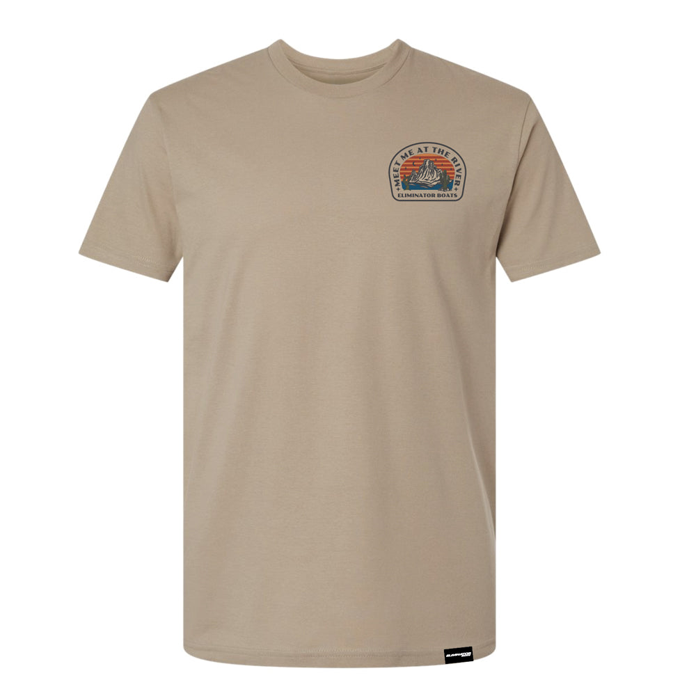 Eliminator Boats “Meet Me At The River” Fall Men's T-Shirt – Tan