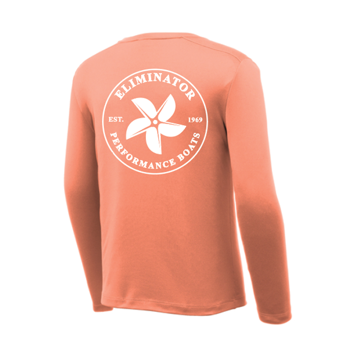 Eliminator Boats Youth UPF 50+ Long Sleeve Shirt - Coral/White