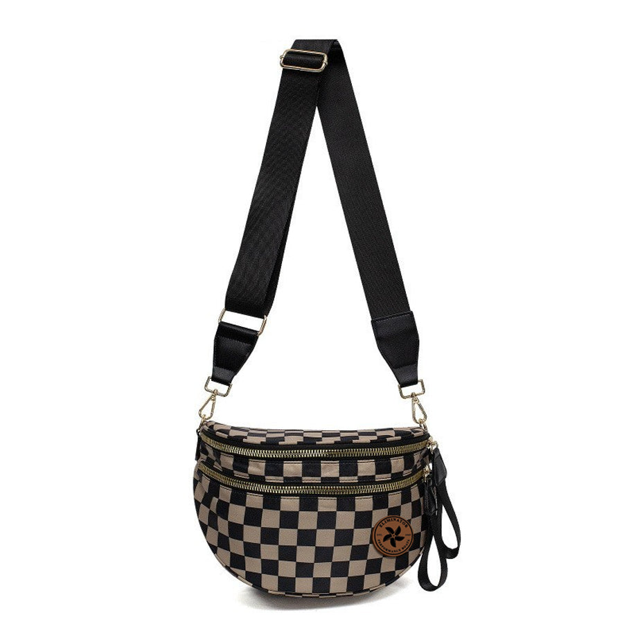 Eliminator Boats Leather Prop Nylon Crossbody Bum Bag - Black/Tan