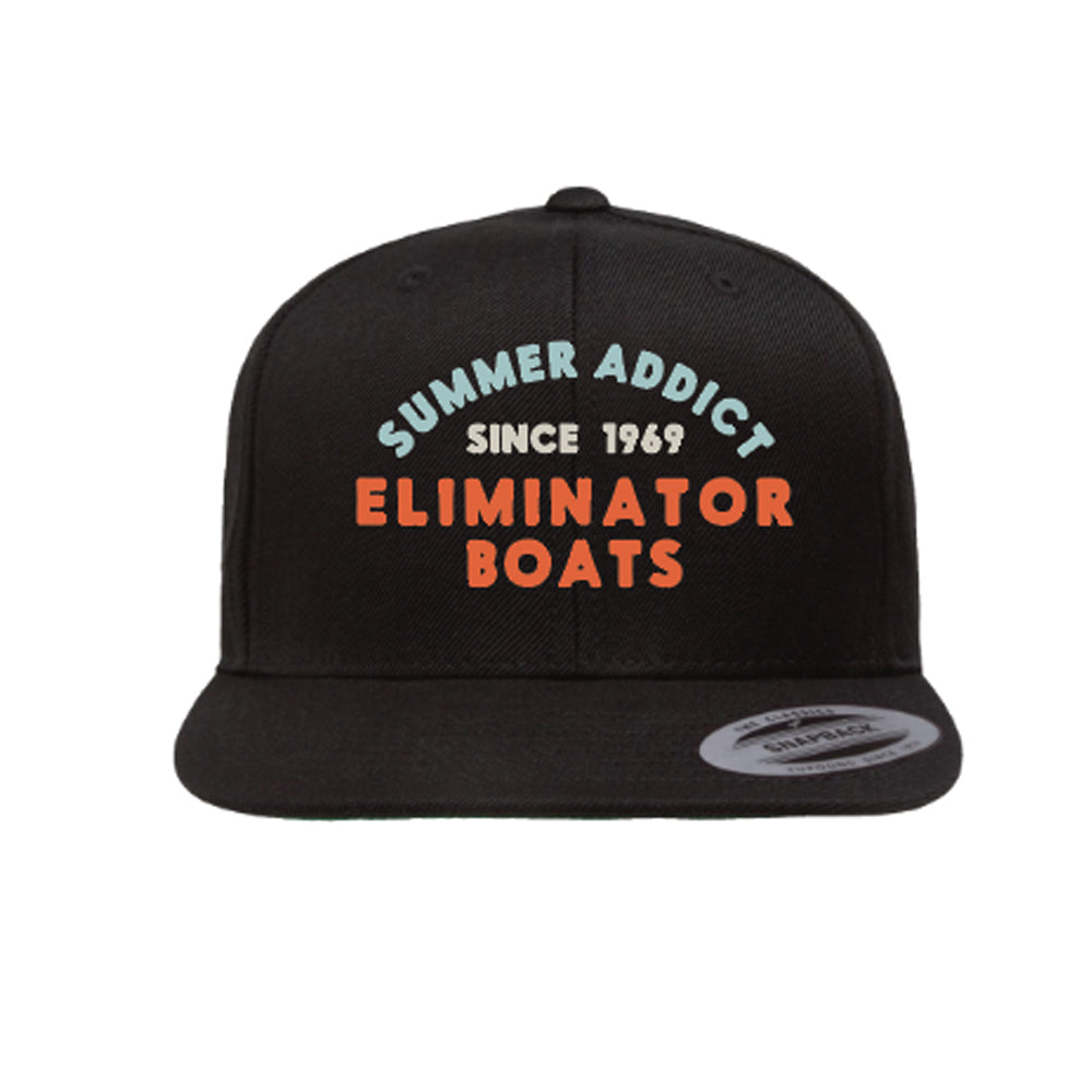 Eliminator Boats Summer Addict Flat Bill Snapback Hat - Black