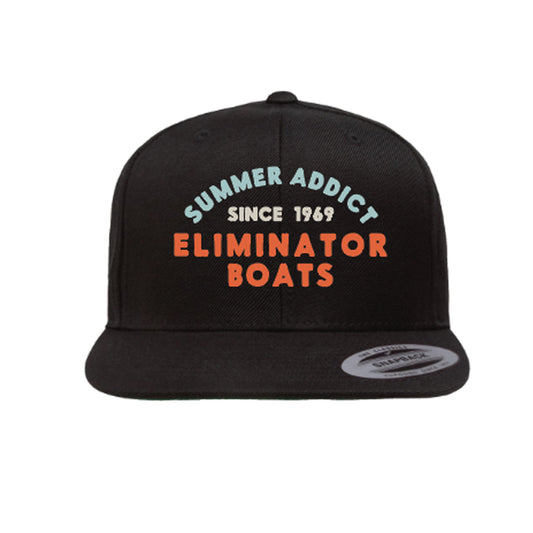 Eliminator Boats Summer Addict Flat Bill Snapback Hat - Black