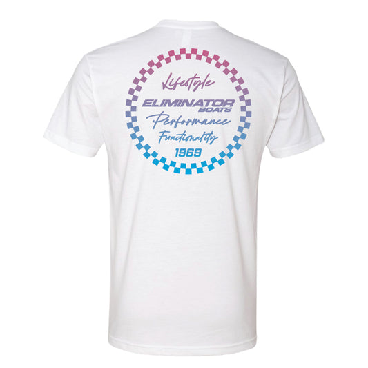 Eliminator Boats Checkered Circle Men's T-Shirt - White