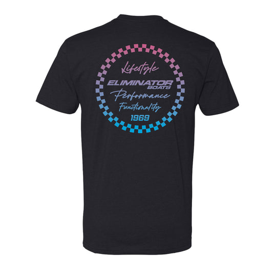 Eliminator Boats Checkered Circle Men's T-Shirt - Black