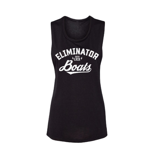 Eliminator Boats Women's Flowy Scoop Muscle Tank - Black/White