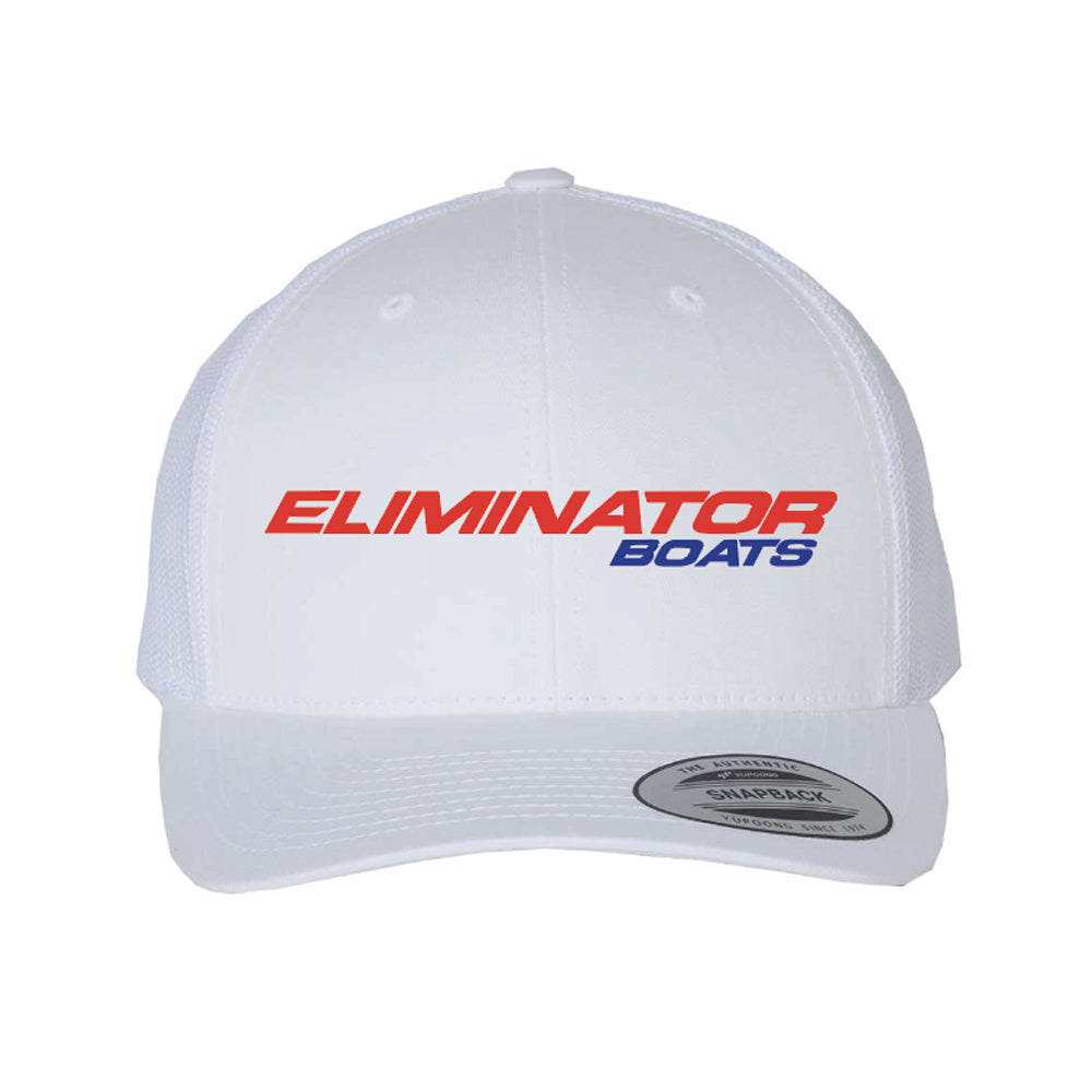 Classic Eliminator Boats Trucker Snapback Hat - White