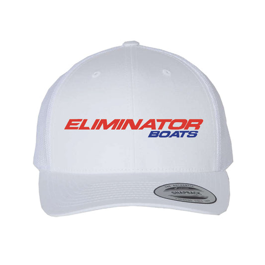 Eliminator Boats Classic Curved Bill Snapback Hat - White/Red/Blue