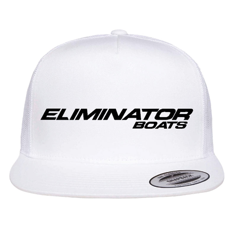 Eliminator Boats Classic Flat Bill Mesh Snapback Hat - White/Black