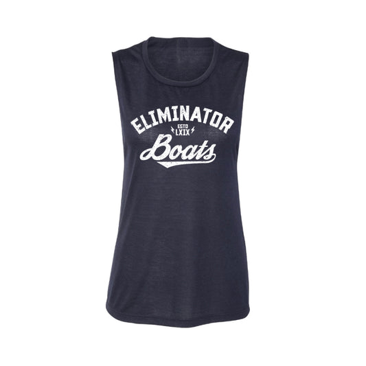 Eliminator Boats Women's Flowy Scoop Muscle Tank - Navy/White