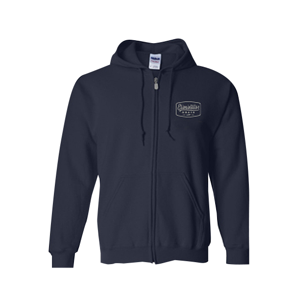 Men's Vintage Badge Zip-Up Hoodie Navy Blue