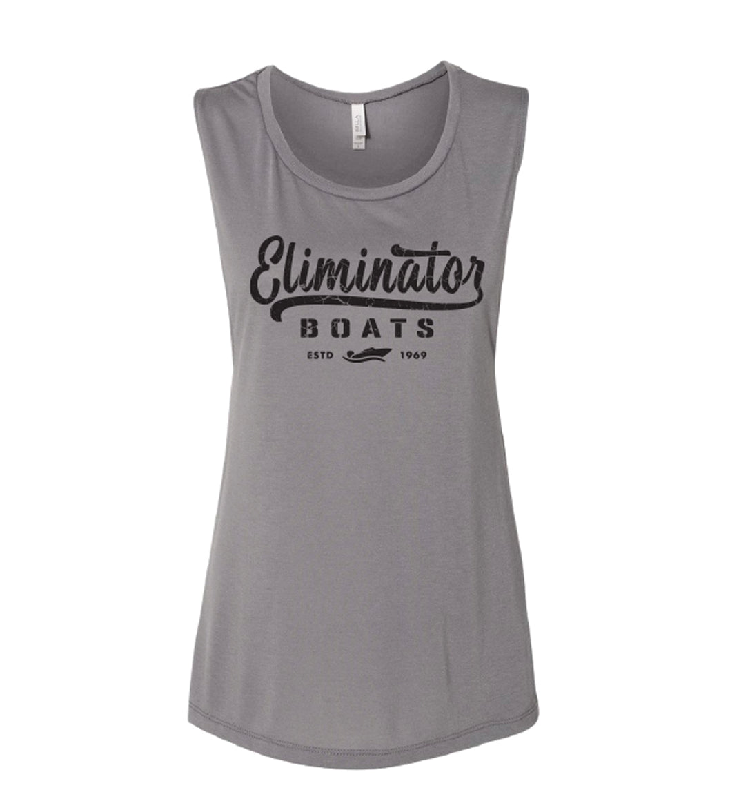 Women's Flowy Scoop Muscle Tank- Storm