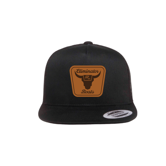 Eliminator Boats Regatta 2026 Leather Patch Flat Bill Snapback Hat - Black