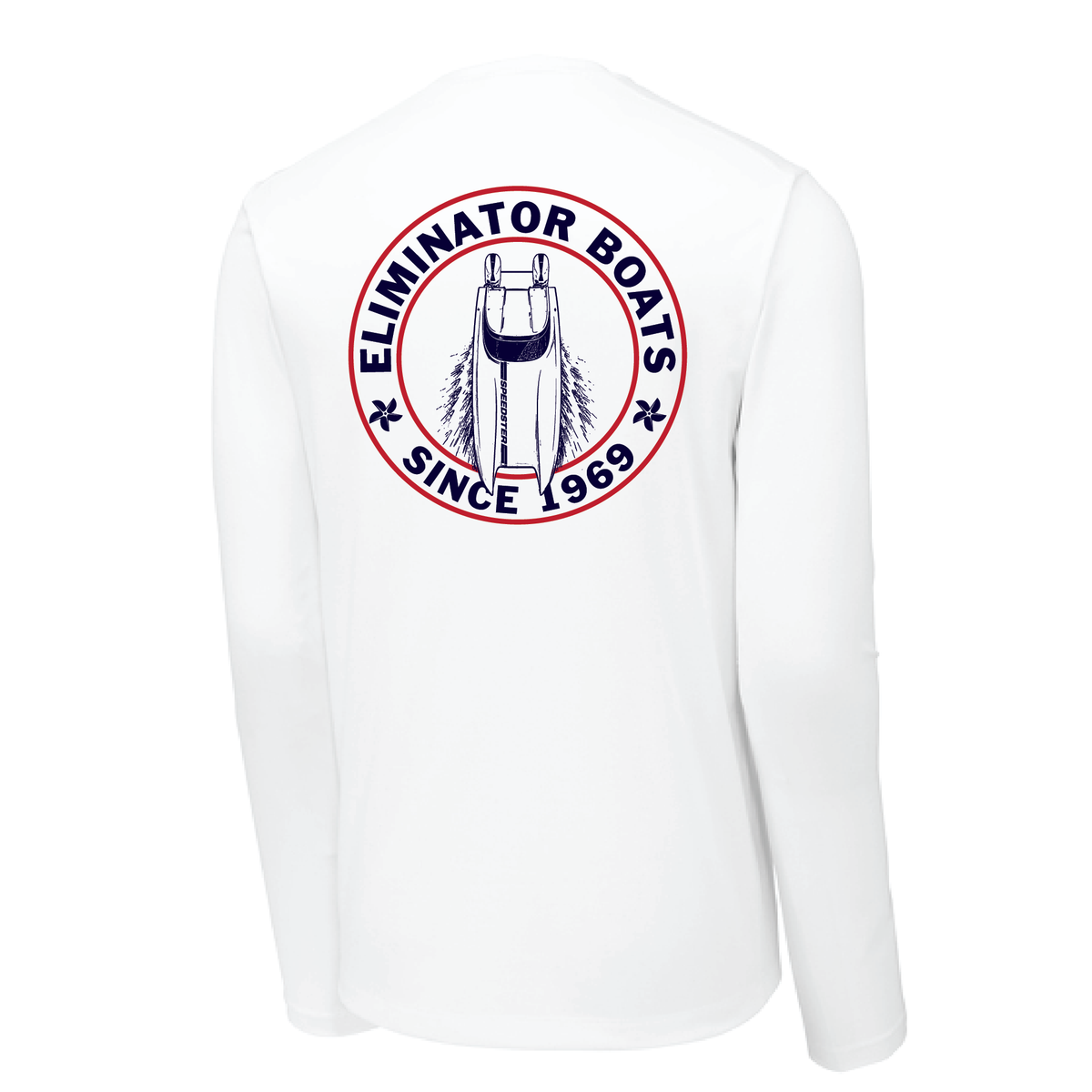Eliminator Boats Wake Maker Collection Men's Long Sleeve UPF Shirt - White