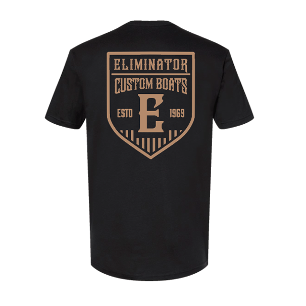 Eliminator Custom Boats Men's T-Shirt- Black/Tan