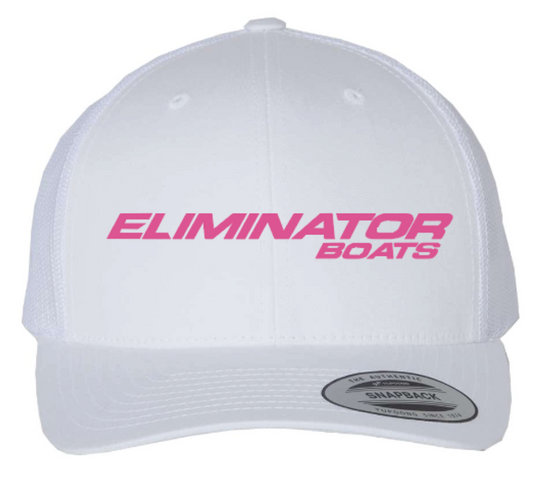 Eliminator Boats Classic Curved Bill Snapback Hat - White/Pink