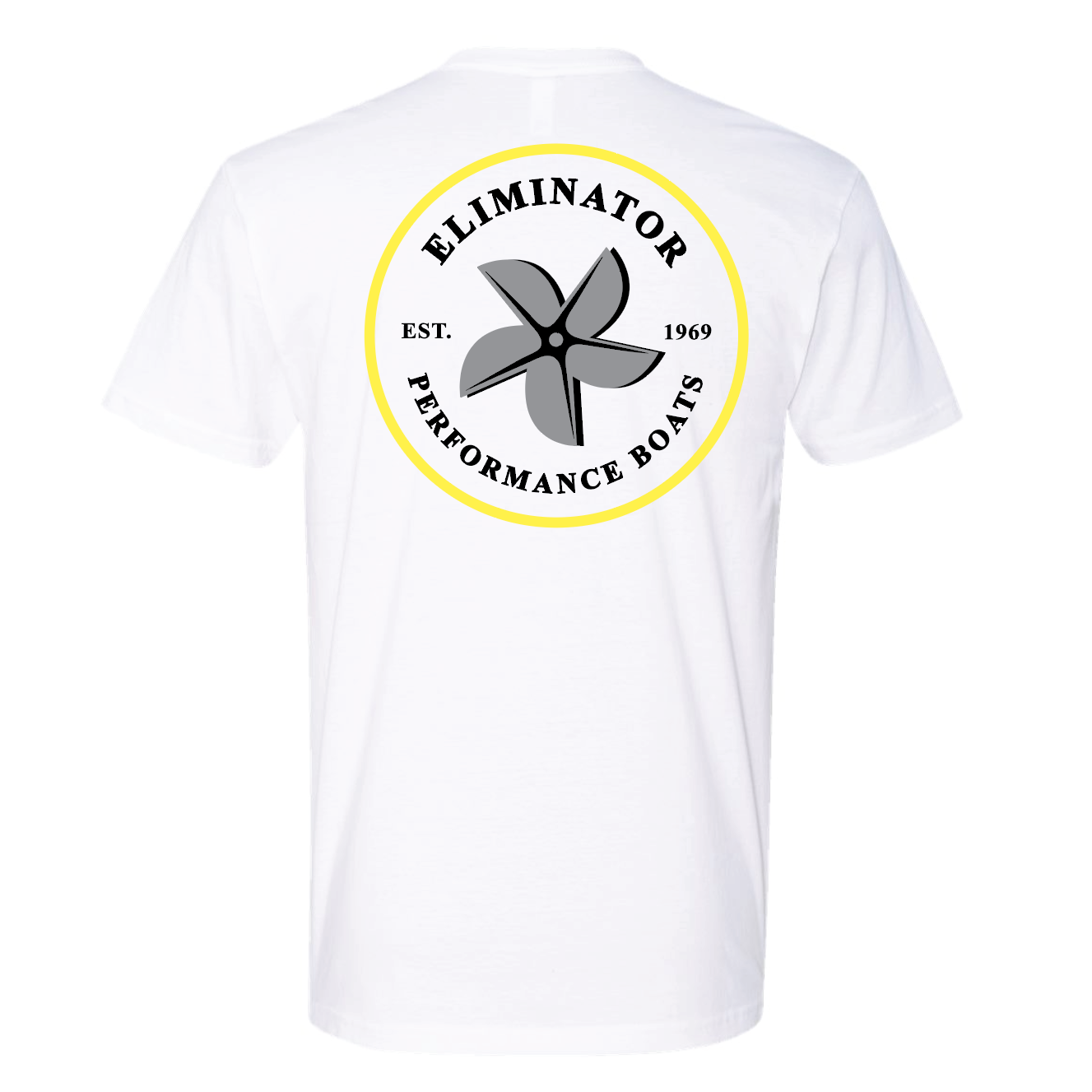 Eliminator Boats Prop Men's T-Shirt - White/Yellow