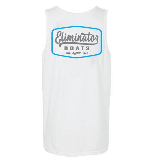 Eliminator Boats Vintage Badge Men's Tank - White/Blue/Gray
