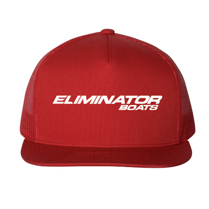 Eliminator Boats Classic Flat Bill Mesh Snapback Hat - Red/White