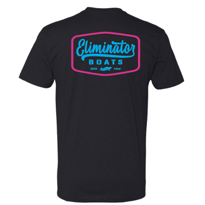 Eliminator Boats Vintage Badge Men's T-Shirt - Black/Pink/Blue
