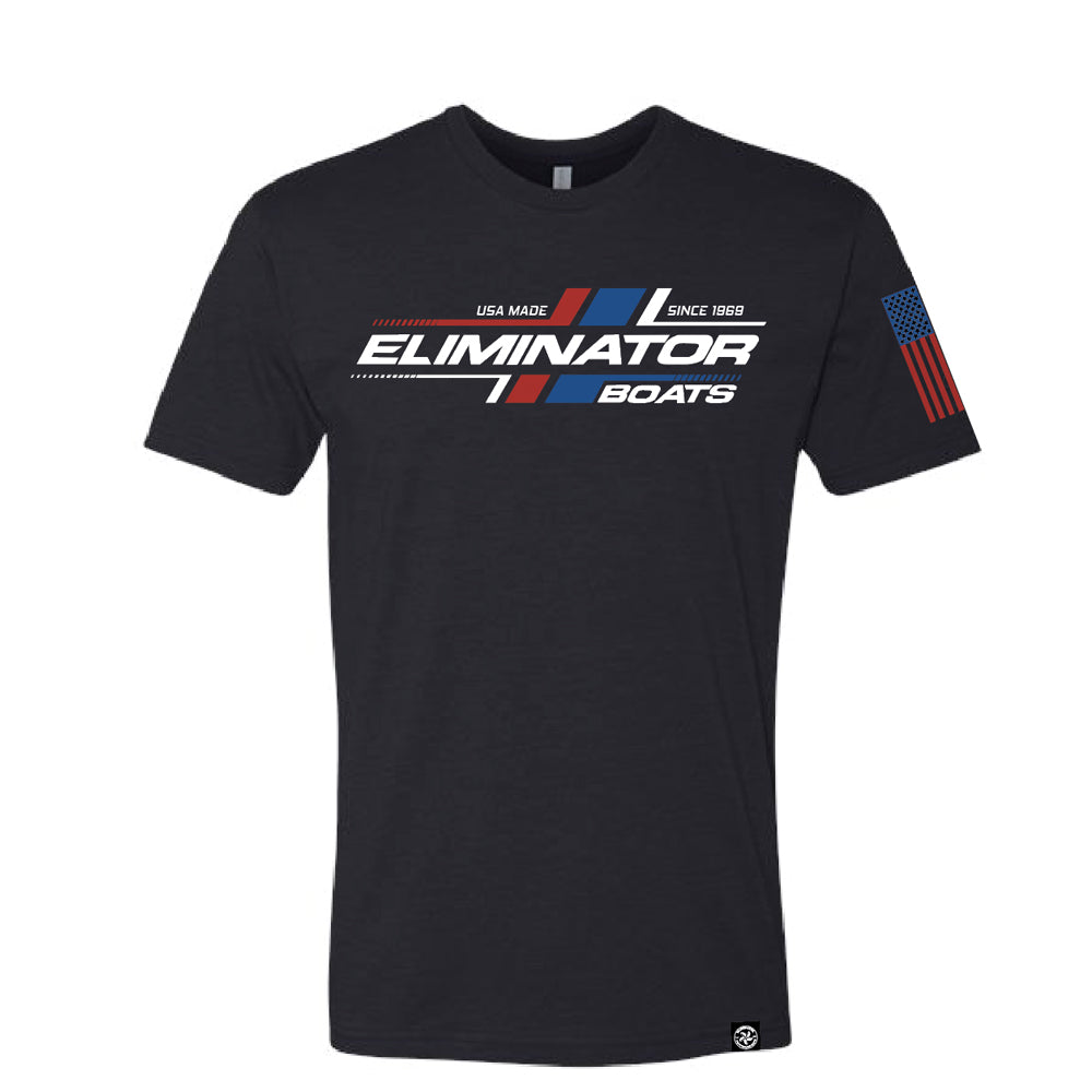 Eliminator Boats Men's Patriotic T-Shirt- Black