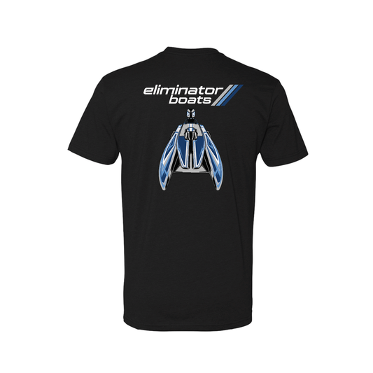 Black- Blue 70's Powerboat 19 Daytona Men's T-shirt