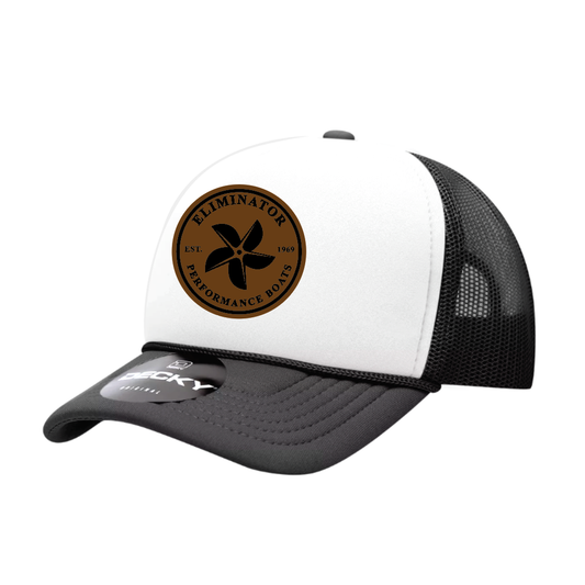 Eliminator Boats Prop Leather Patch Youth Trucker Hat - Black/White