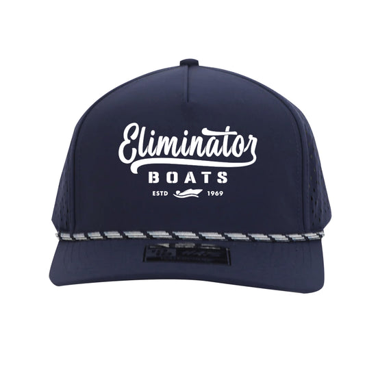 Eliminator Boats Freedom Vintage Badge Rope Hydro Performance Snapback Trucker Hat  - Navy/White