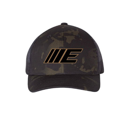 Camo- Black/Tan IIIE Logo Trucker Snapback Hat