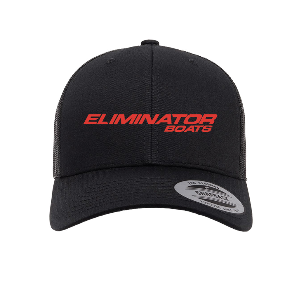 Classic Eliminator Boats Trucker Snapback Hat- Black/Red