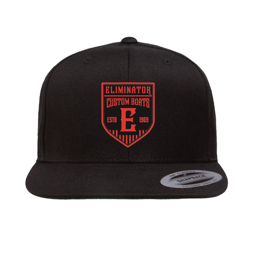 Eliminator Custom Boats Flat Bill Snapback Hat- Black/Red