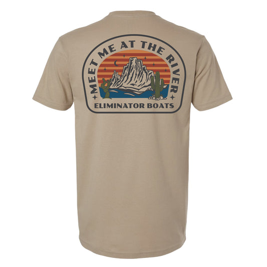 Eliminator Boats “Meet Me At The River” Fall Men's T-Shirt – Tan