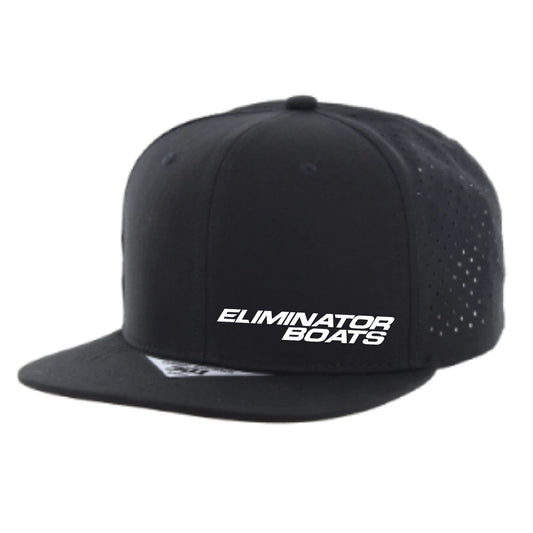 Eliminator Boats Classic Hydro Performance Snapback Flat Bill Trucker Hat - Black/White