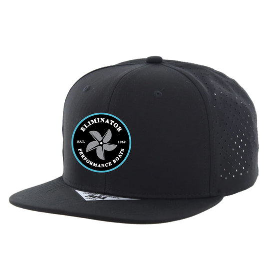 Eliminator Boats Prop Hydro Performance Snapback Flat Bill Trucker Hat - Black/Teal