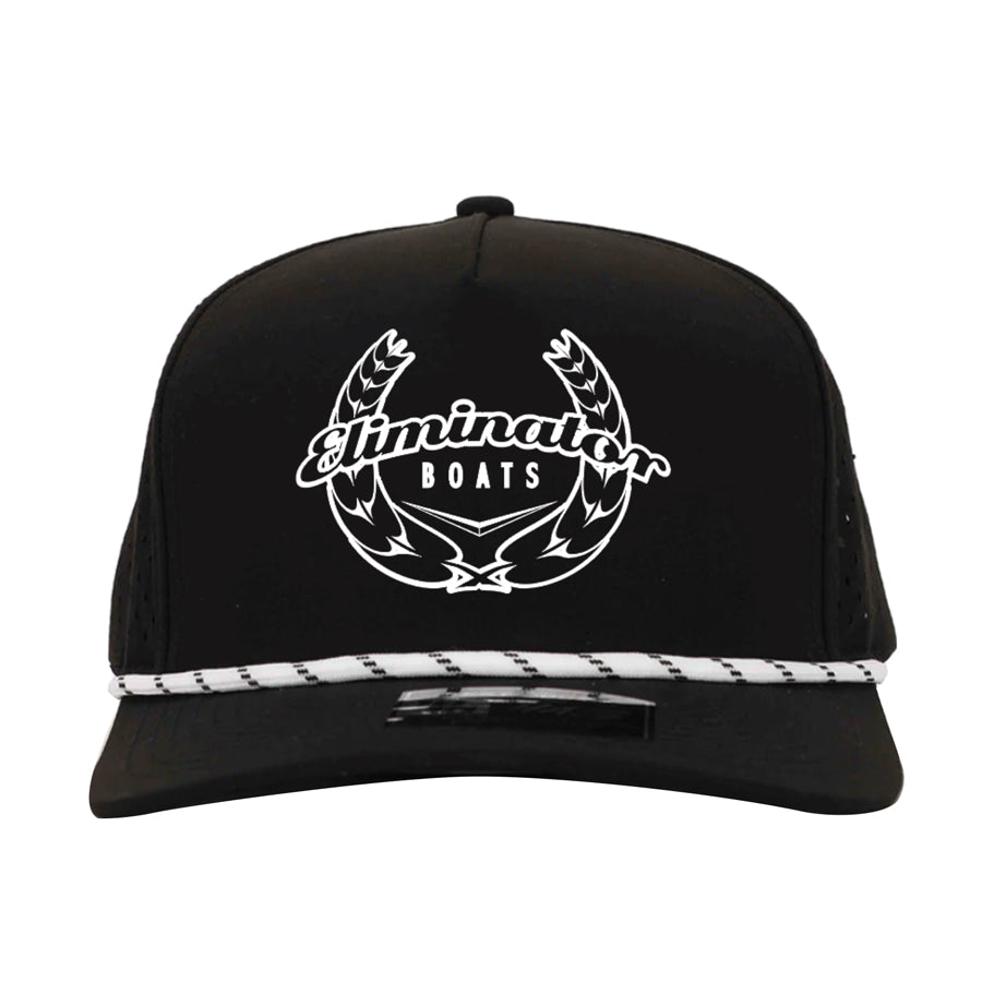 Eliminator Boats Freedom Wreath Hydro Performance Snapback Flat Bill Trucker Hat - Black/White