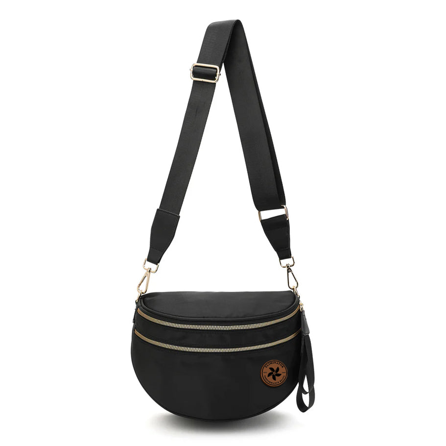 Eliminator Boats Leather Prop Nylon Crossbody Bum Bag - Black