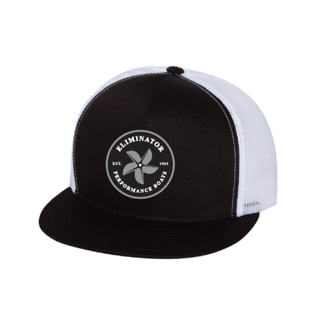 Black/ White- Gray Prop Flat Bill Snapback Hat