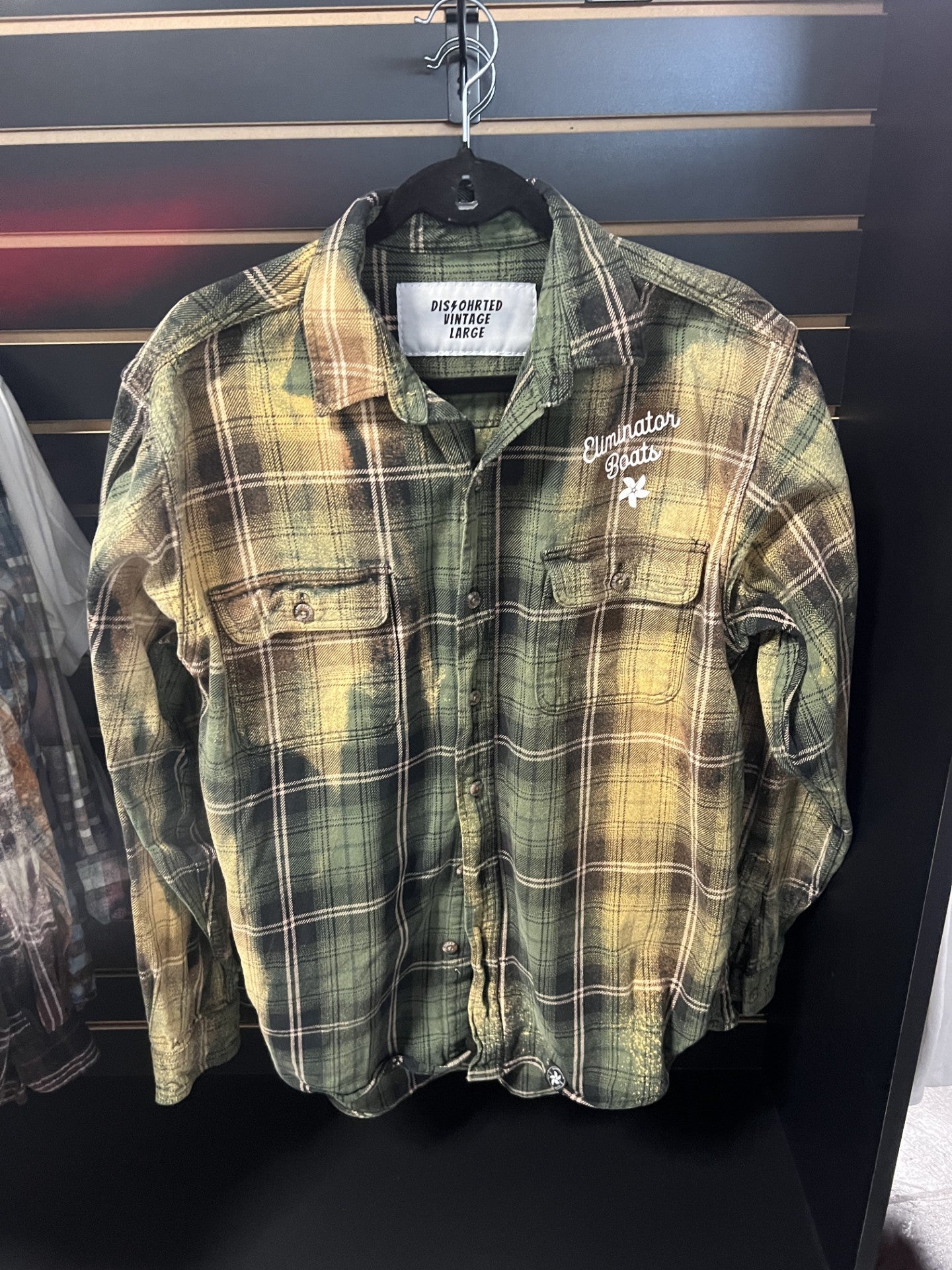 Eliminator Boats Wild Like The River Distressed Flannel – Army/Black