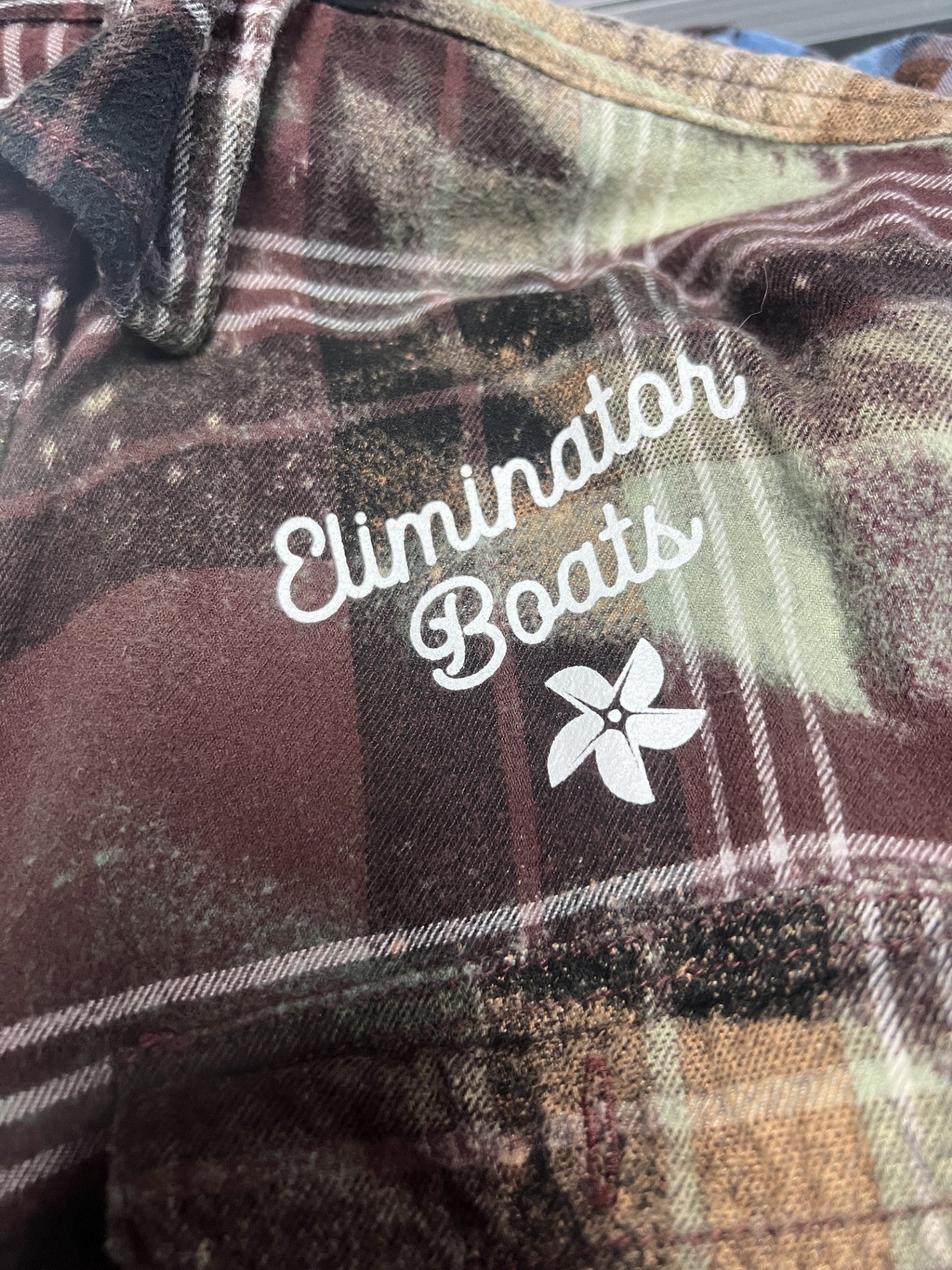 Eliminator Boats Wild Like The River Distressed Flannel – Maroon/Green