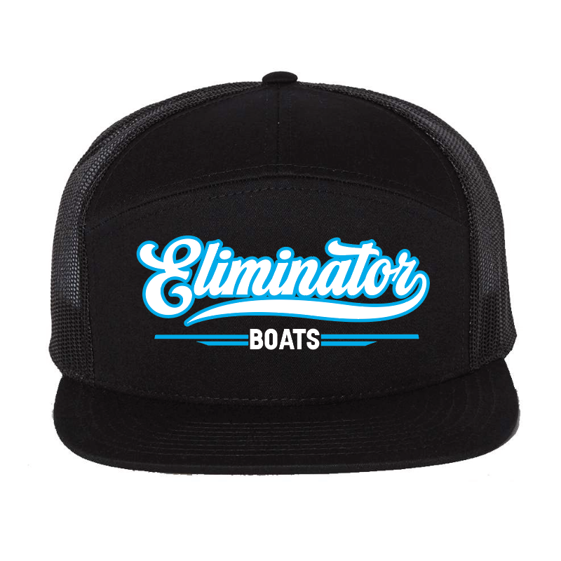 Eliminator Boats Pin-Up Flat Bill Mesh Snapback Hat - Black