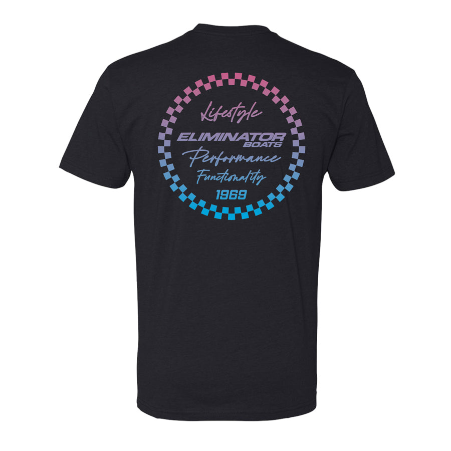 Eliminator Boats Checkered Circle Men's T-Shirt - Black