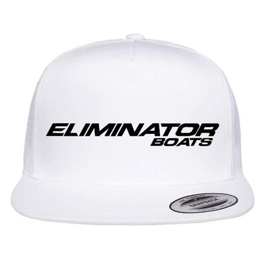Eliminator Boats Classic Flat Bill Mesh Snapback Hat - White/Black