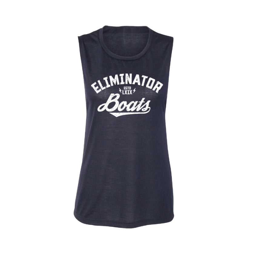 Eliminator Boats Women's Flowy Scoop Muscle Tank - Navy/White